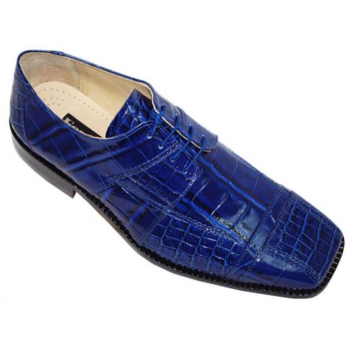 Liberty Royal Blue Alligator Print Shoes #517